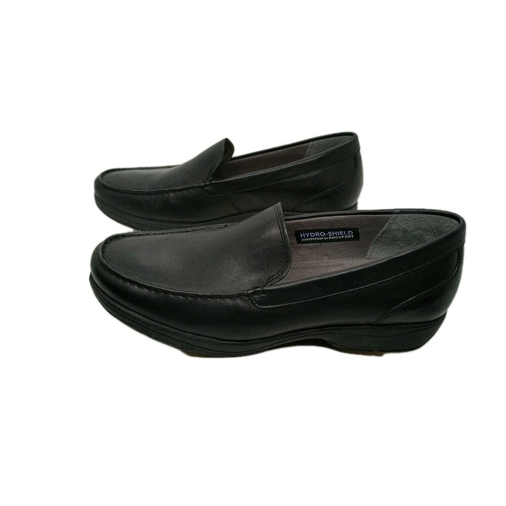 Rockport Shoes Women 9.5M Waterproof Black Leather Slip On Cushioned Comfort